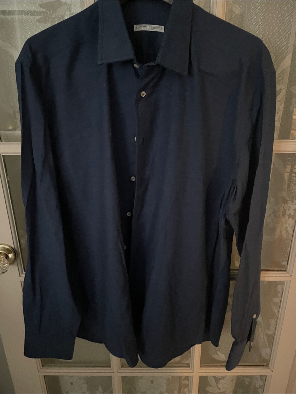 Men's Long Sleeve Casual Button-Down Shirt — Navy